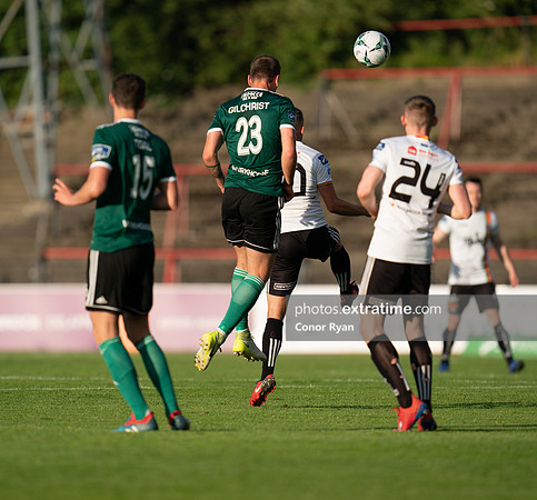 Ally Gilchrist Derry City clears from Keith Ward Bohemians