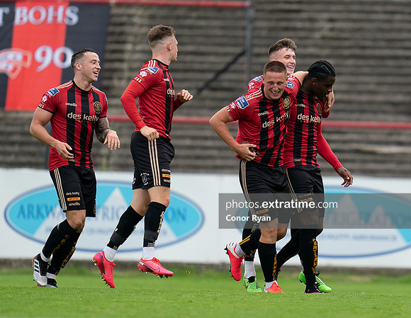 Bohemian players congratulate Andre Wright