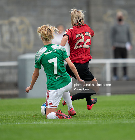 Chloe Flynn Bohemian WFC  fouled by Cork City WFC  Christina Dring