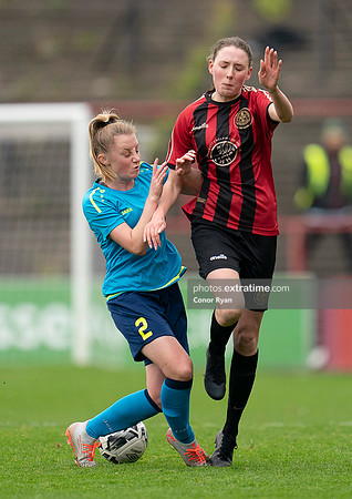 Alannah Maxwell Bohemian WFC is tackled by Nicole Keogh DLR Waves